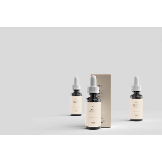 Essence Essential Oil Skincare Cosmetics Makeup Bottle Outer Packaging PSD Mockup